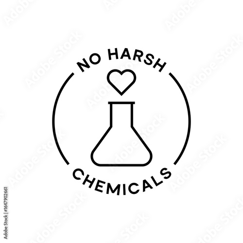 No Harsh Chemicals Minimal Laboratory Flask Outline with Heart