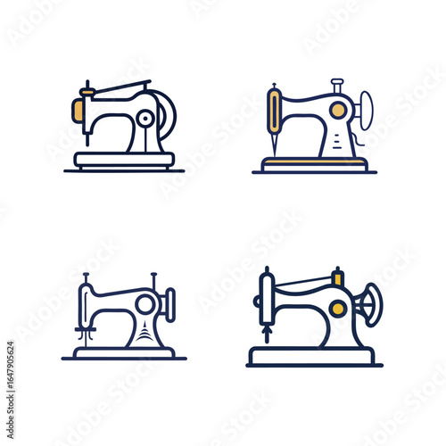 Four vintage style sewing machine icons in a grid