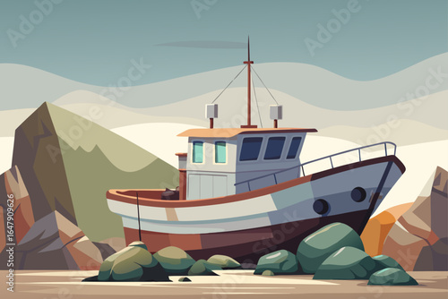 Light Color Stone Built Fishing Boat