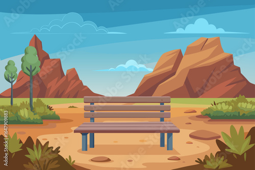 Minimal Realistic Matte Garden Bench