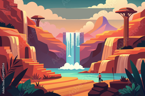 Minimal Realistic Ornate Waterfall