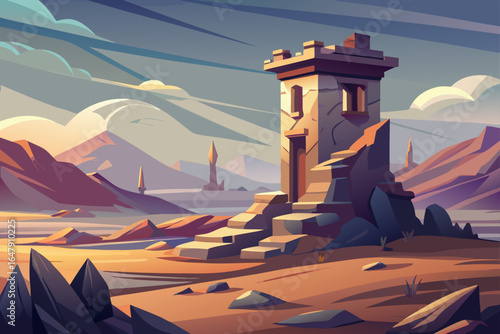 Minimal Realistic Wooden Stone Tower