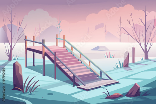 Pastel Color Metal Wooden Dock Ramp