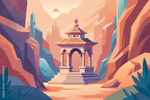 Pastel Color Ornate Small Shrine In
