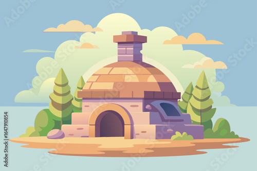 Pastel Color Wooden Stone Kiln On Isl