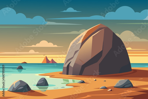 Realistic Simple Ancient Boulder In