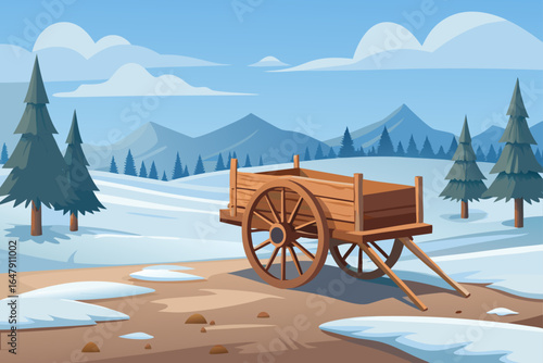 Realistic Simple Matte Wooden Cart