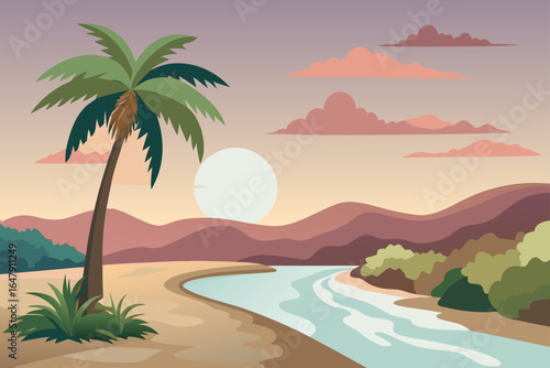 Realistic Simple Rustic Palm Tree By