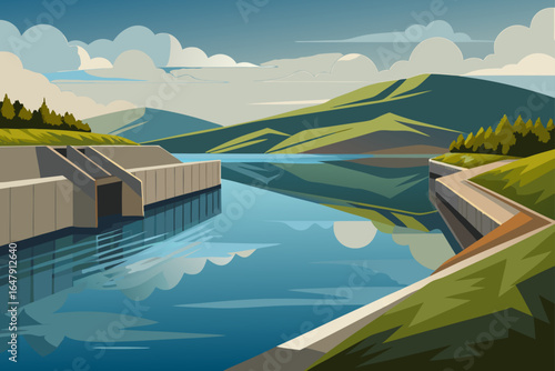 Subtle Texture Glass Small Dam In Bay