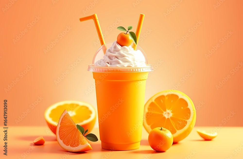 Fototapeta premium glass of orange juice with ice