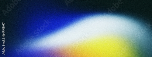 Abstract grainy gradient background, orange blue white yellow glowing color gradient shape, noise texture black backdrop web page banner poster and header design