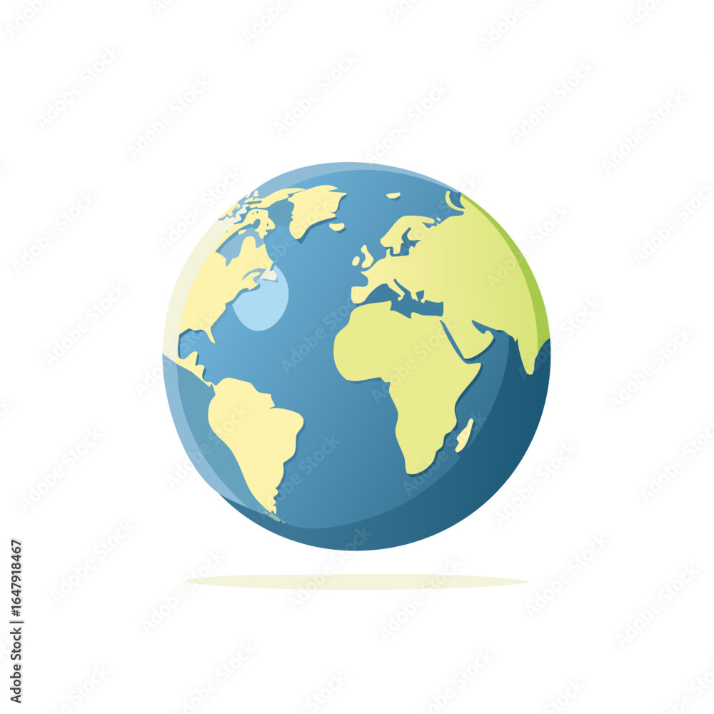 Naklejka premium Stylized globe with continents and oceans illustration, representing Earth