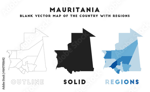 Mauritania map. Borders of Mauritania for your infographic. Vector country shape. Vector illustration.
