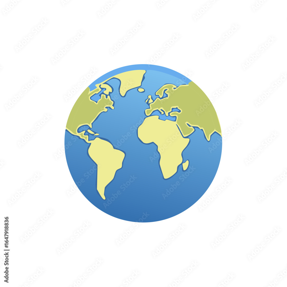 Fototapeta premium Earth Planet Globe Flat Illustration Vector Icon Map Continents Graphic