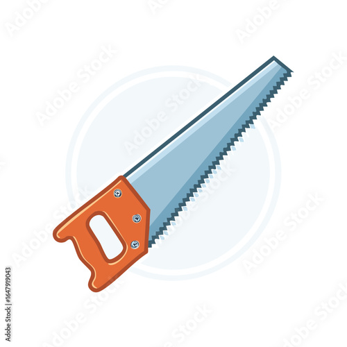 Hand saw tool vector illustration. Cartoon icon for carpentry, construction, or DIY projects.