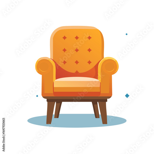 Vector illustration of a comfortable orange armchair classic furniture for interior design