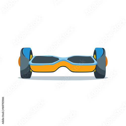 Illustration of a two-wheeled self-balancing electric hoverboard in bright colors.