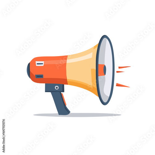 Orange and yellow megaphone with sound waves emanating from the bell