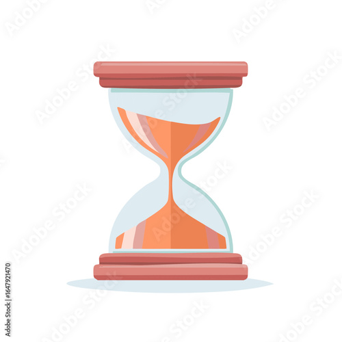 Illustration of an hourglass with sand flowing through. Symbol of time, deadline.