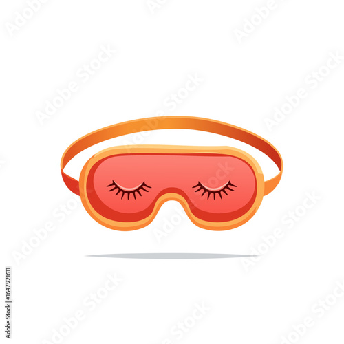 Sleeping mask with closed eyes and orange strap for relaxation or sleep