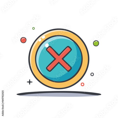 Vibrant Cross Icon with Circular Frame Denoting Negative Choice or Rejection Confirmation Cancellation Termination Error Deletion