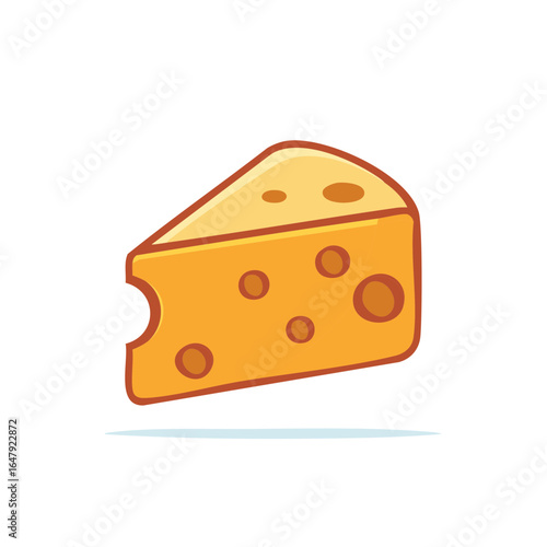 Cartoon Cheese Wedge with Holes Vector Illustration  Cheese Food Icon Simple Cheese Piece