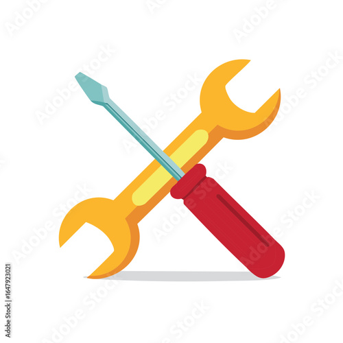 Crossed wrench and screwdriver tool icon for repair and maintenance service