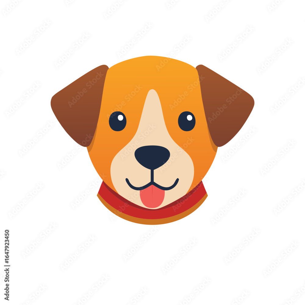 Obraz premium Cute Dog Cartoon Face with Collar Tongue out Puppy Illustration