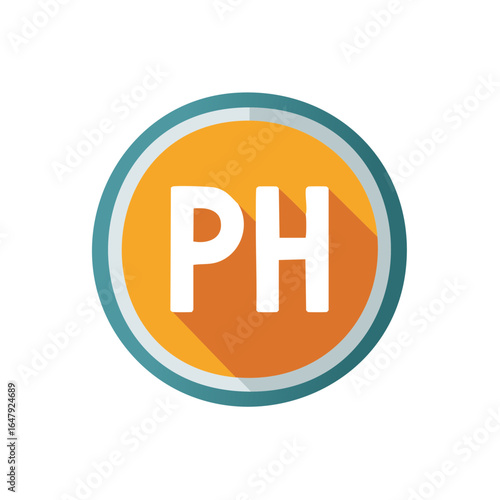 Rounded button with PH letters illustration in colorful design