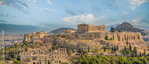 Scenic panorama of the Acropolis in Athens, Attica, Greece