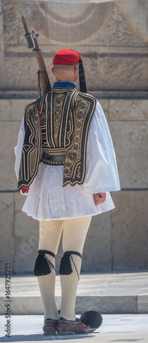 Obraz na płótnie With its distinctive historical uniform with Albanian slippers, skits and broad