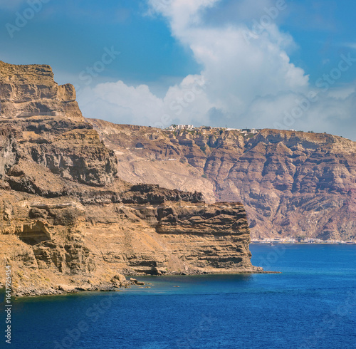 Inside the water-fillled caldera of an active volcano, Santorini (Thira, Thera), Cyclades Islands, Greece