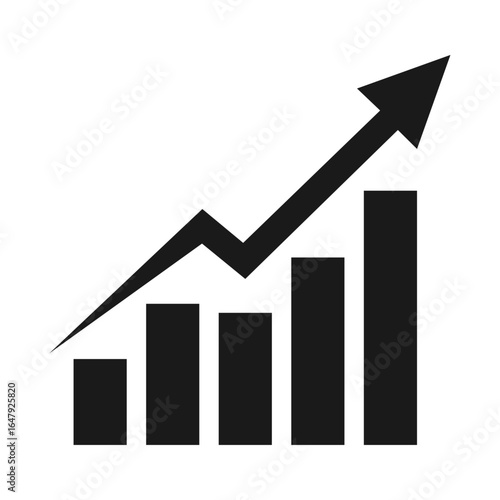 Free Download Black bar graph with upward-trending arrow indicating growth and success - GFXLoad