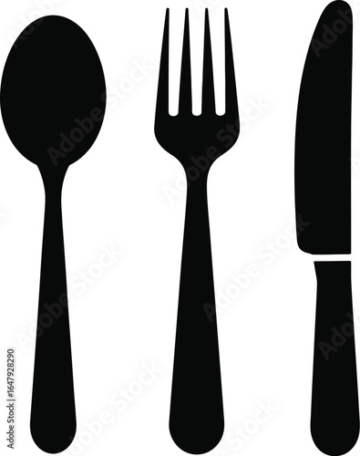 Spoon fork and knife silhouettes cutlery silverware