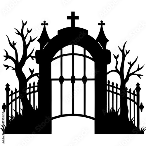 grave gate vector silhouette 