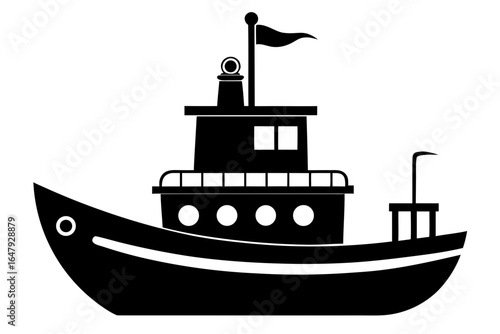 Tugboat vector silhouette 