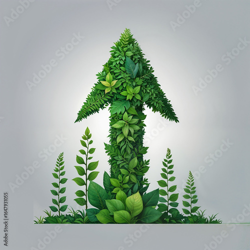Green Leaf Upward Arrow – Symbol of Growth, Progress, and Sustainability