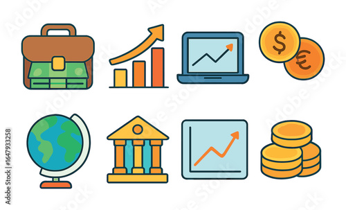Venture Capital Icons. Flat vector mini-illustrations venture capital in colors children's illustrations: