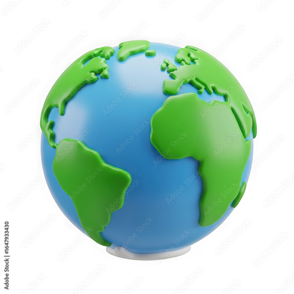Obraz premium Stylized cartoon earth globe isolated on transparent background