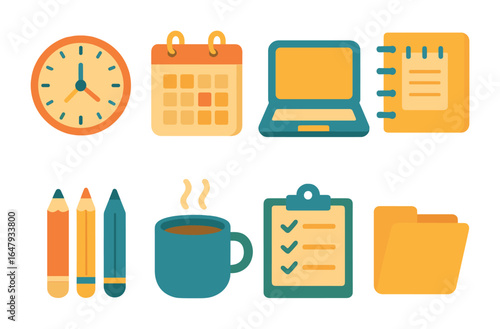 Creative Work Balance. Flat vector mini-illustrations balancing creativity and deadlines in colors children's