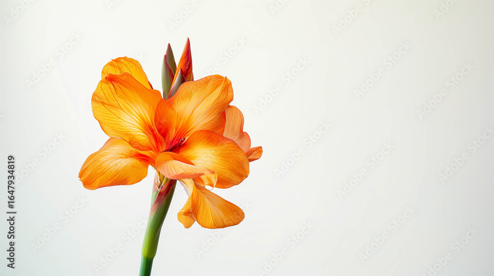 Fototapeta premium closeup of a canna flower on a clean white background