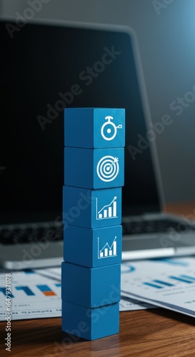 A financial expert at their office desk organizes a stack of tax paperwork with a blue computer screen in the background