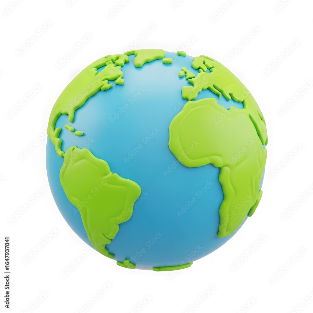 Naklejka premium Stylized earth globe with continents isolated on transparent background