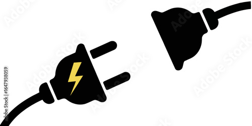 Silhouette of power plug and socket symbolizing connections and electrical energy concepts