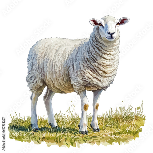 Wild Sheep, watercolor vector, isolated on a white background.