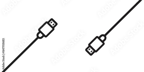 Usb cables illustration showing two connectors isolated on white background vector art design