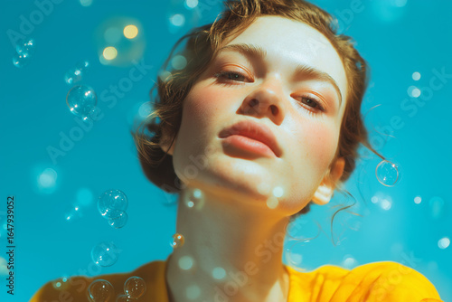 young woman in water