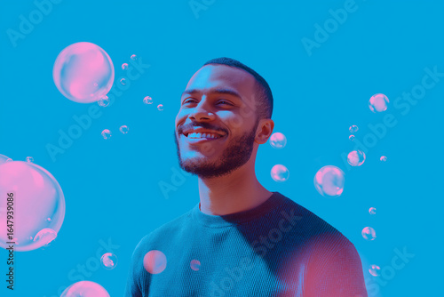 man with soap bubbles