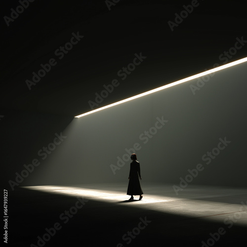 silhouette of a man walking in a tunnel