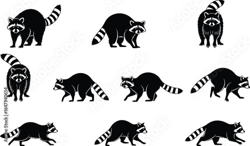 Canvas Print Wild animals silhouettes collection in black vector set